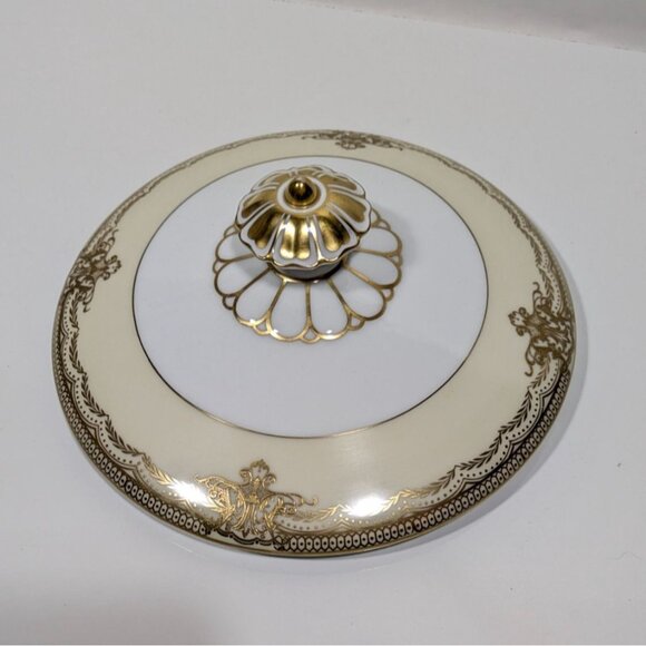 Noritake China Gold Trim Handpainted Galatea Covered Serving Bowl Japan Vintage - Picture 13 of 16